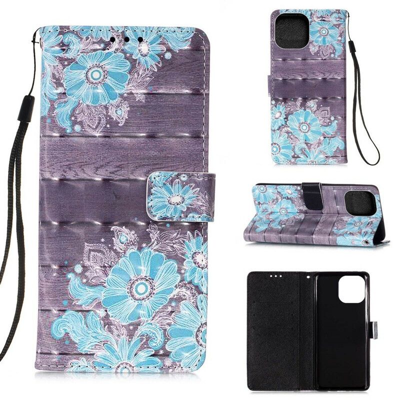 Lederhüllen Für Iphone 13 Mini Blaue Blumen