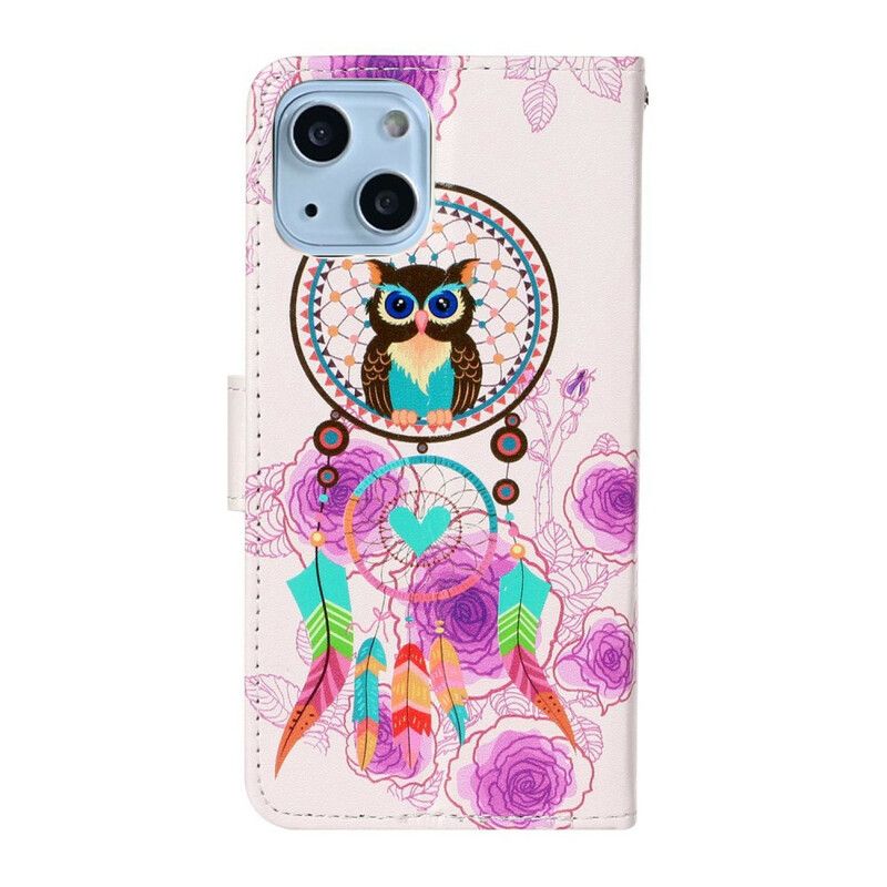 Lederhüllen Iphone 13 Mini Handyhülle Eulen-mandala Mit Riemen