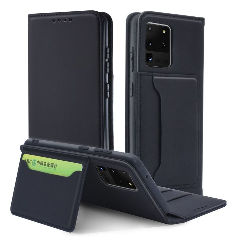 Flip Case Für Samsung Galaxy S20 Ultra Schwarz Inhaber Einer Unterstützungskarte