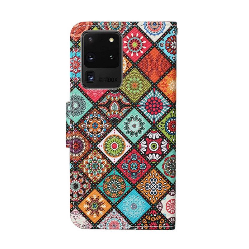 Lederhüllen Samsung Galaxy S20 Ultra Handyhülle Patchwork-Mandalas Mit Tanga