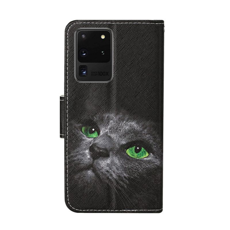 Lederhüllen Samsung Galaxy S20 Ultra Katze Mit Grünen Augen Und Tanga