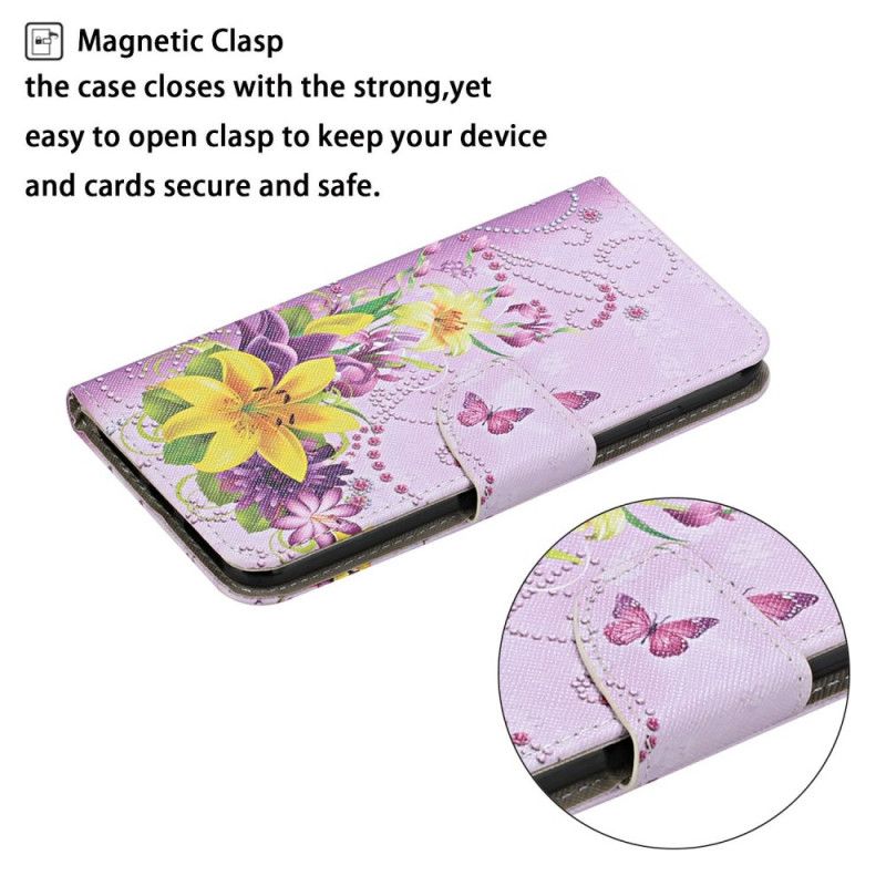 Lederhüllen Samsung Galaxy S20 Ultra Magenta Handyhülle Meisterhafte Blumen Mit Tanga