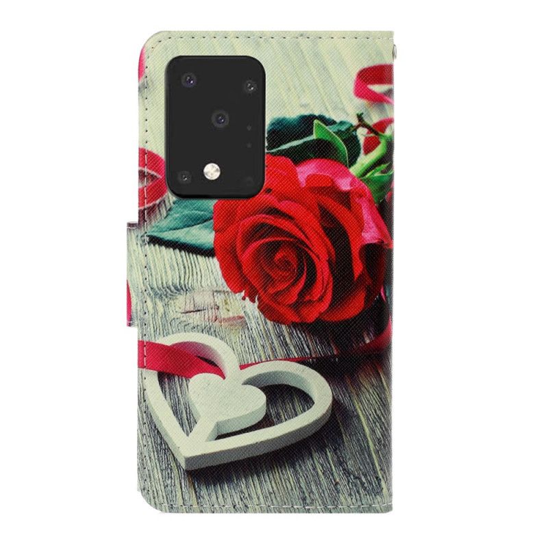 Lederhüllen Samsung Galaxy S20 Ultra Romantische Rose Mit Tanga