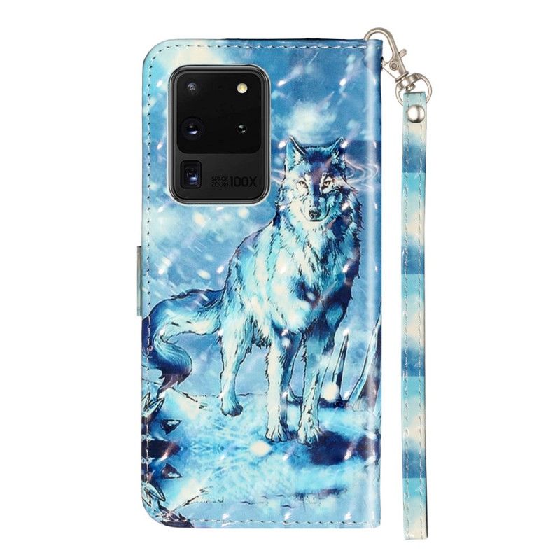 Lederhüllen Samsung Galaxy S20 Ultra Wolfslichtpunkte Mit Riemen