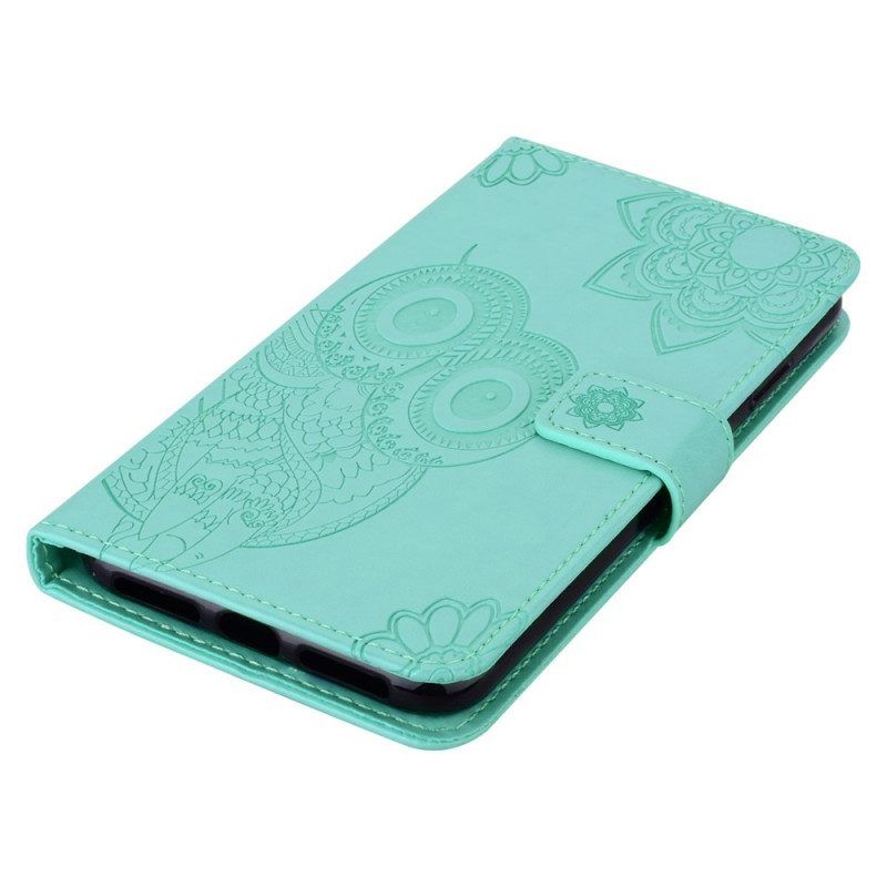 Flip Case Für Samsung Galaxy S22 5G Eulen-mandala Und Schlüsselband