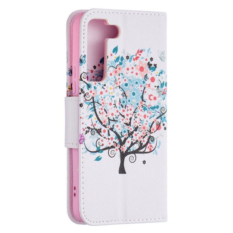 Flip Case Für Samsung Galaxy S22 5G Geblümter Baum