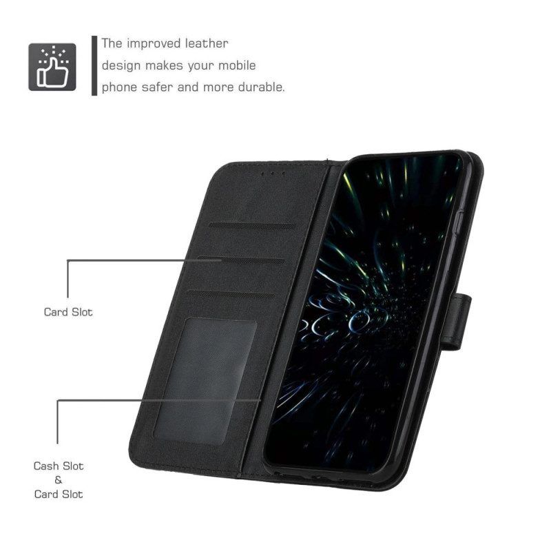 Flip Case Für Samsung Galaxy S22 5G Mit Kordel Riemchen-geo-ledereffekt