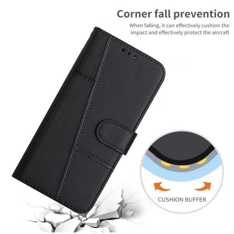 Flip Case Für Samsung Galaxy S22 5G Mit Kordel Riemchen-geo-ledereffekt