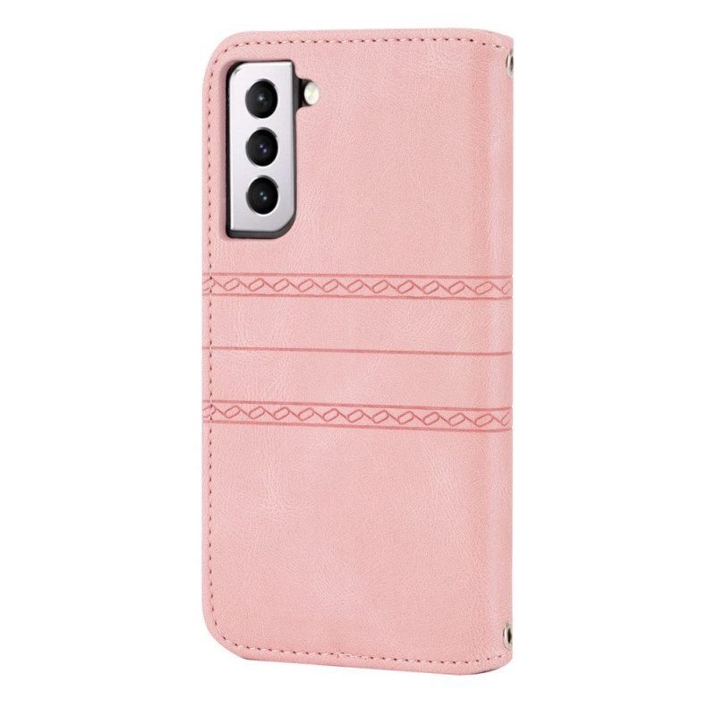 Flip Case Für Samsung Galaxy S22 5G Spitzennähte