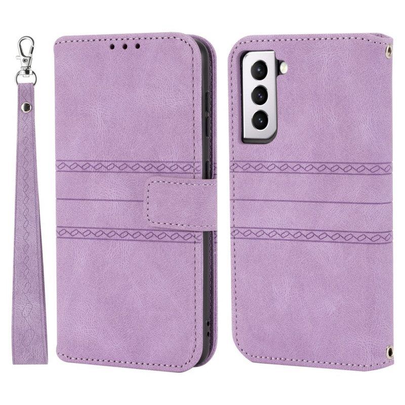 Flip Case Für Samsung Galaxy S22 5G Spitzennähte