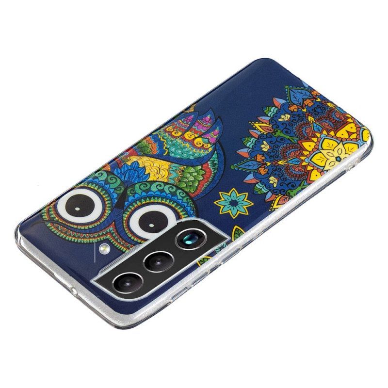 Handyhülle Für Samsung Galaxy S22 5G Fluoreszierendes Eulen-mandala