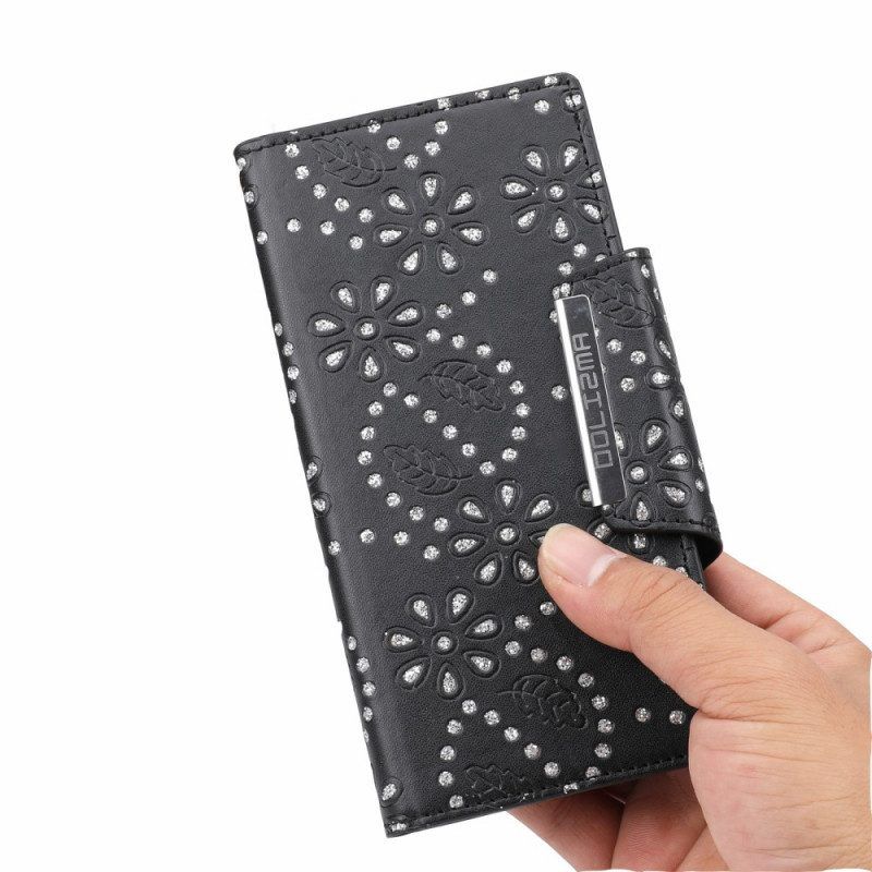 Hülle Flip Case Für Samsung Galaxy S22 5G Abnehmbare Diamanten