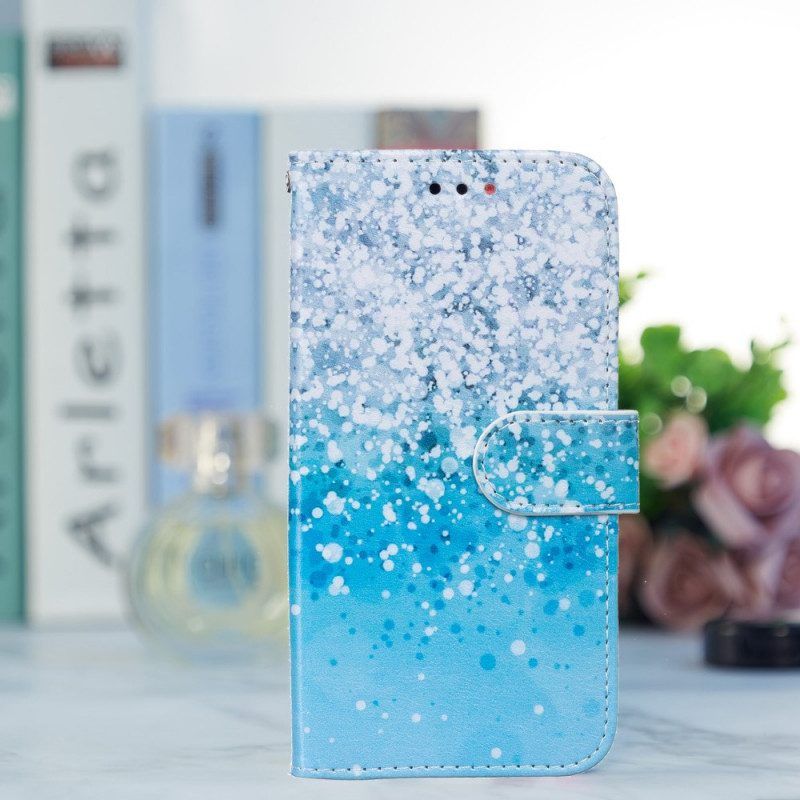 Lederhüllen Für Samsung Galaxy S22 5G Blauer Glitzerverlauf