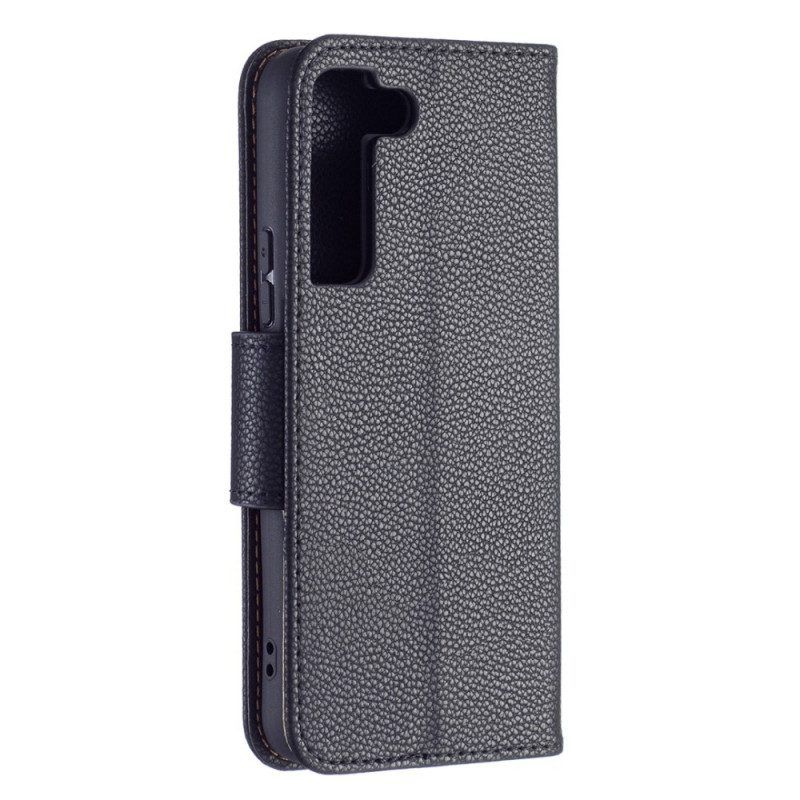 Lederhüllen Für Samsung Galaxy S22 5G Flip Case Lychee Rabat Oblique