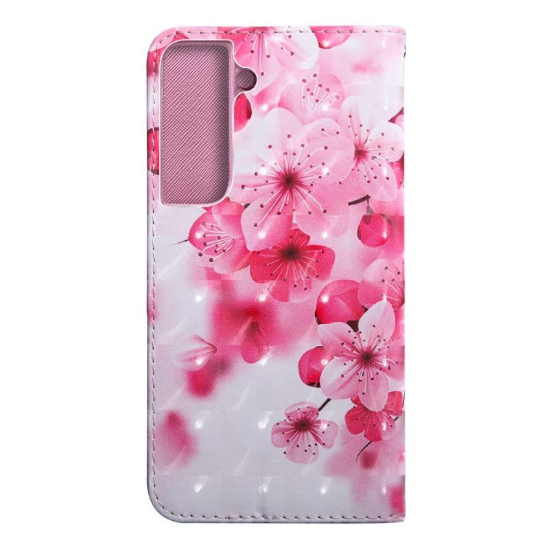 Lederhüllen Für Samsung Galaxy S22 5G Pinke Blumen