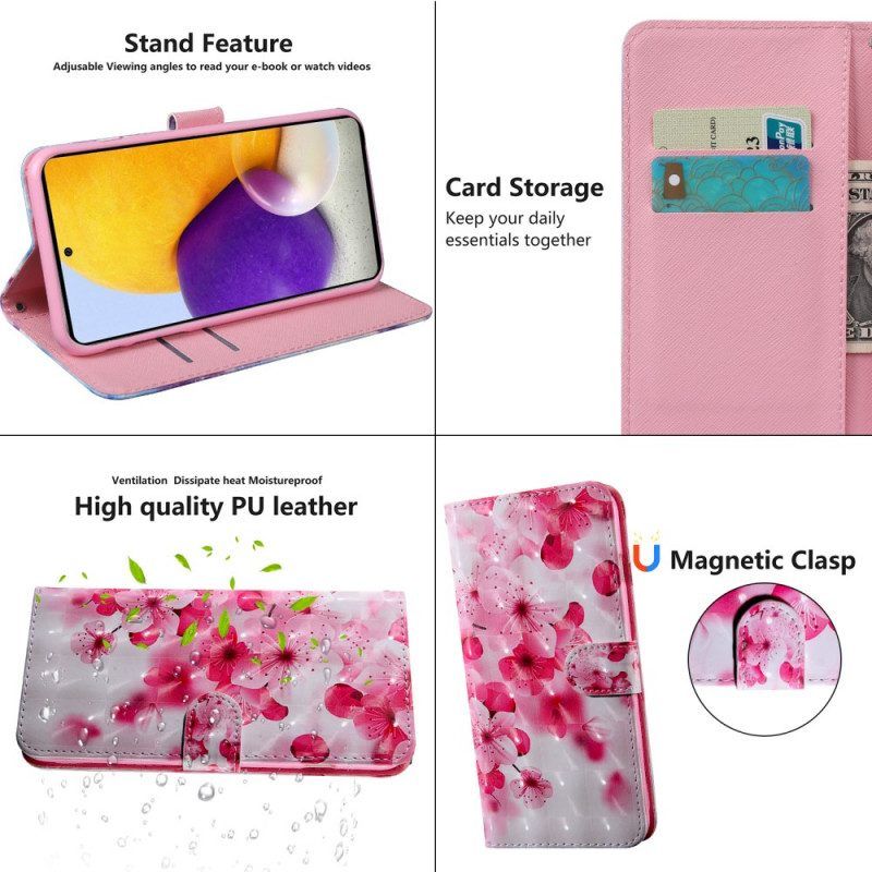 Lederhüllen Für Samsung Galaxy S22 5G Pinke Blumen