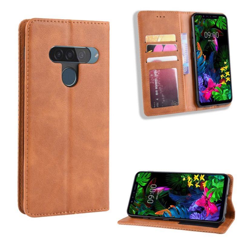 Flip Case ThinQ LG G8S ThinQ Schwarz Stilisierter Vintage-Ledereffekt