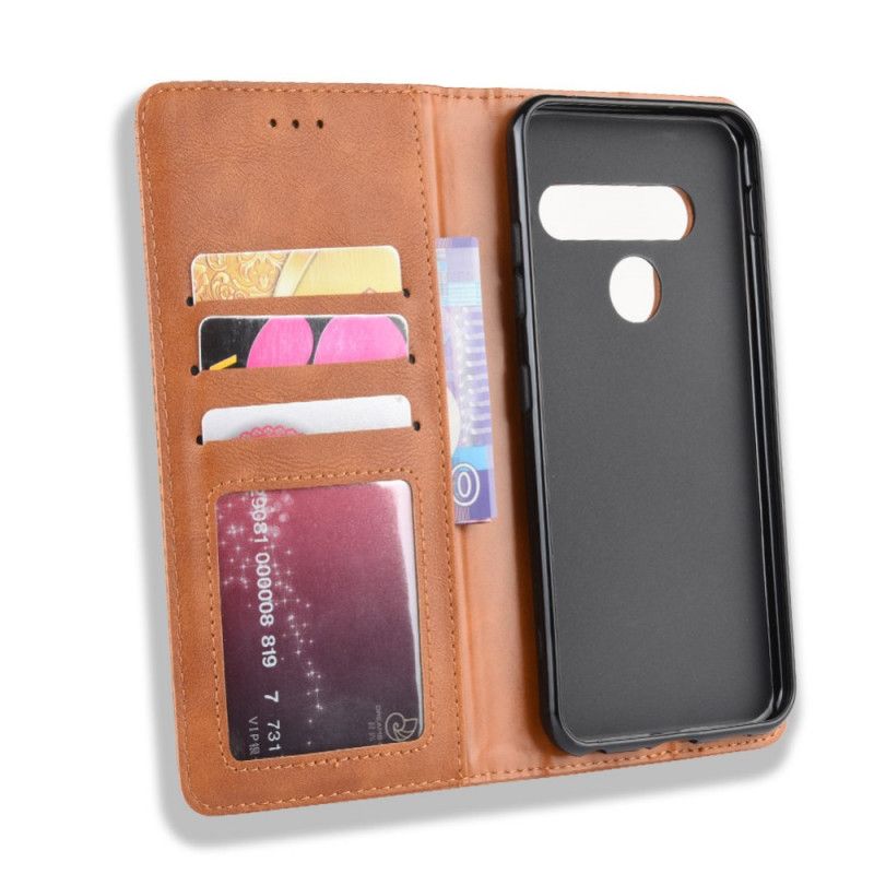 Flip Case ThinQ LG G8S ThinQ Schwarz Stilisierter Vintage-Ledereffekt