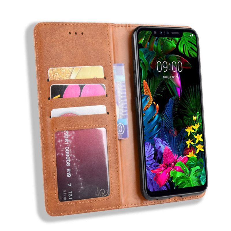 Flip Case ThinQ LG G8S ThinQ Schwarz Stilisierter Vintage-Ledereffekt