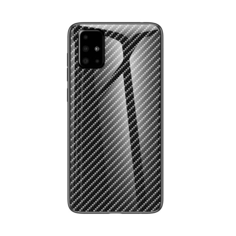 Hülle Für Samsung Galaxy A71 Schwarz Gehärtetes Kohlefaserglas