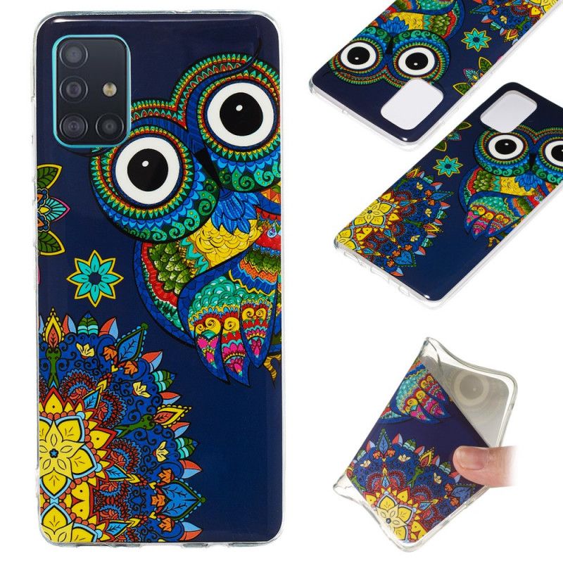 Hülle Samsung Galaxy A71 Fluoreszierende Mandala-Eule