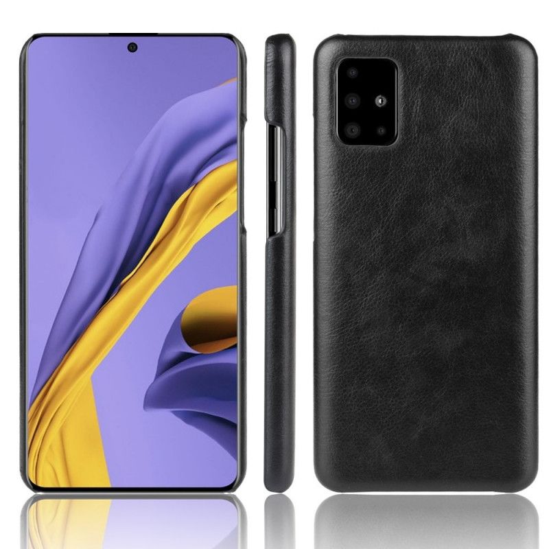 Hülle Samsung Galaxy A71 Schwarz Litschileder-Effekt