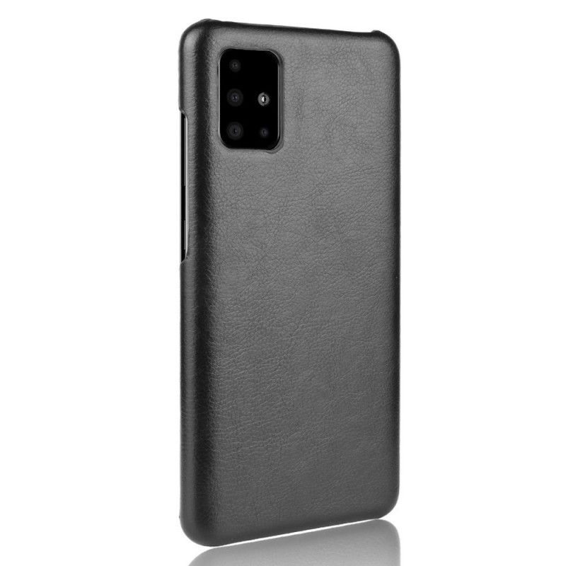 Hülle Samsung Galaxy A71 Schwarz Litschileder-Effekt