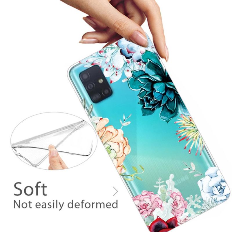 Hülle Samsung Galaxy A71 Transparente Aquarellblumen