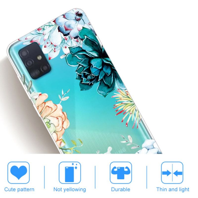 Hülle Samsung Galaxy A71 Transparente Aquarellblumen