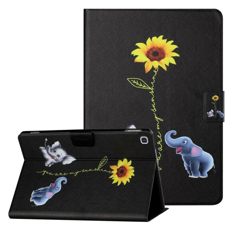 Lederhüllen Samsung Galaxy Tab A7 Lite Handyhülle Sonnenblumenelefanten