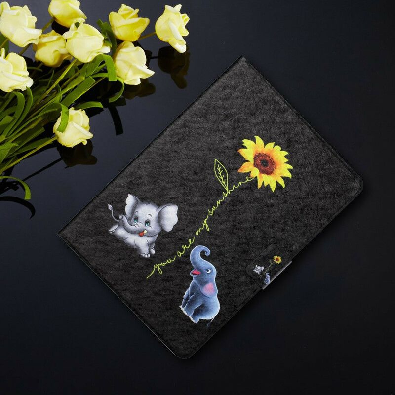 Lederhüllen Samsung Galaxy Tab A7 Lite Handyhülle Sonnenblumenelefanten