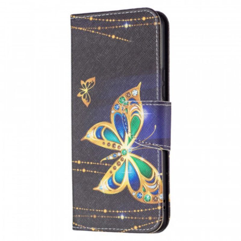 Flip Case Für Samsung Galaxy A53 5G Goldene Schmetterlinge