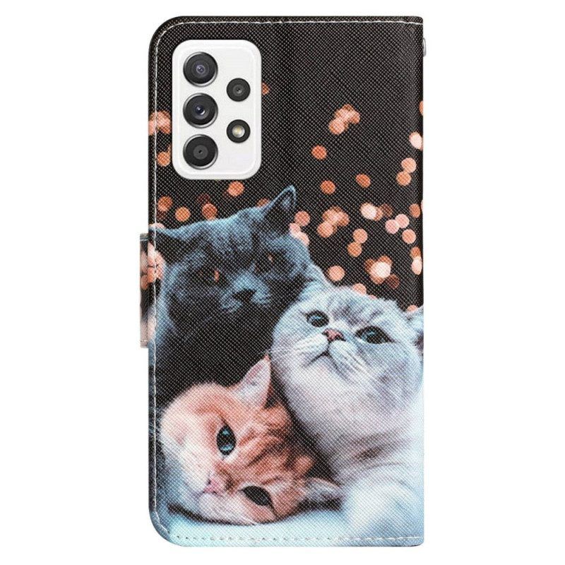 Flip Case Für Samsung Galaxy A53 5G Mit Kordel Nur Tanga-katzen