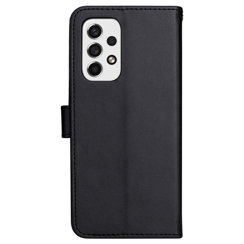 Flip Case Für Samsung Galaxy A53 5G Mit Kordel Riemchen-stil Aus Schlichtem Leder