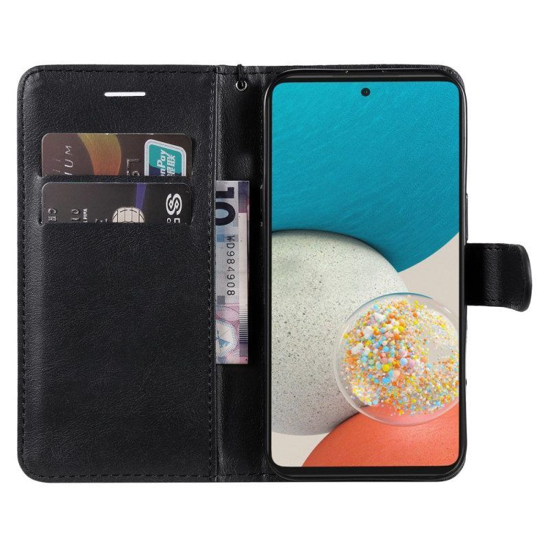 Flip Case Für Samsung Galaxy A53 5G Mit Kordel Riemchen-stil Aus Schlichtem Leder