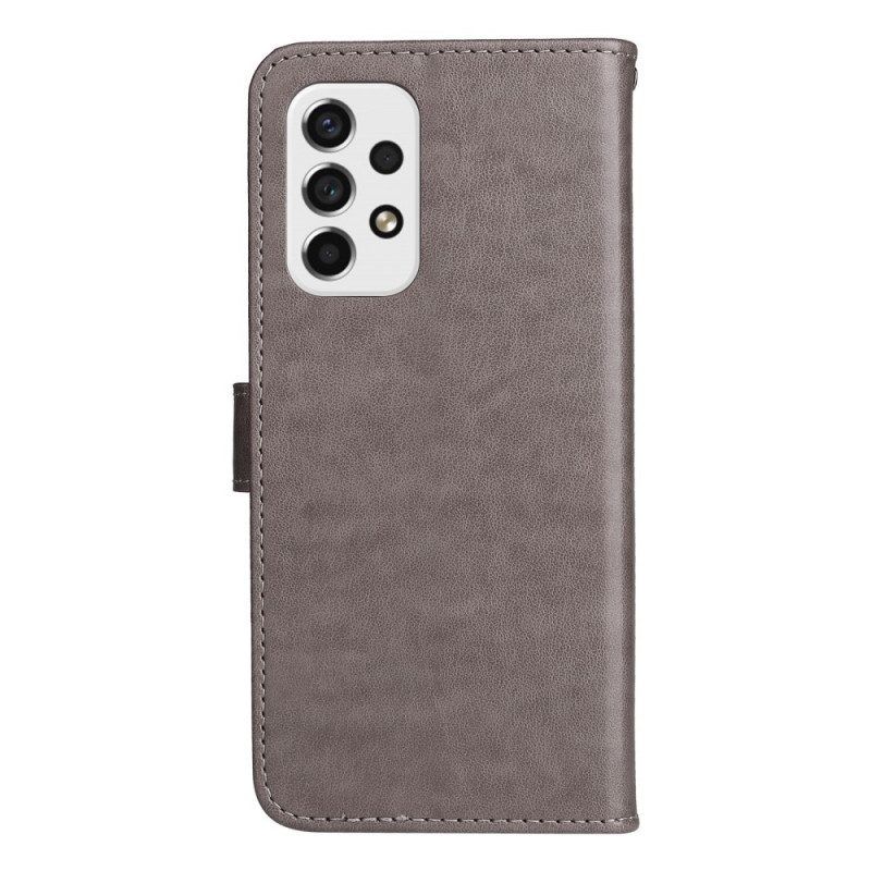 Flip Case Für Samsung Galaxy A53 5G Mit Kordel Riemchenkatze Und Bienen