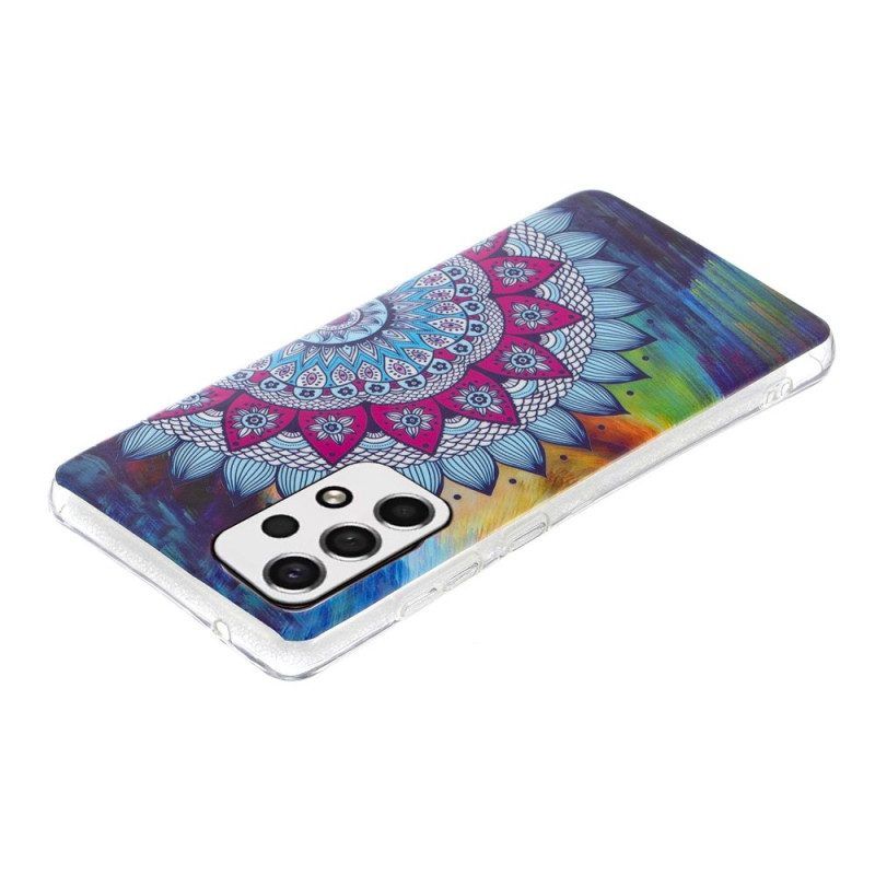 Handyhülle Für Samsung Galaxy A53 5G Fluoreszierendes Buntes Mandala