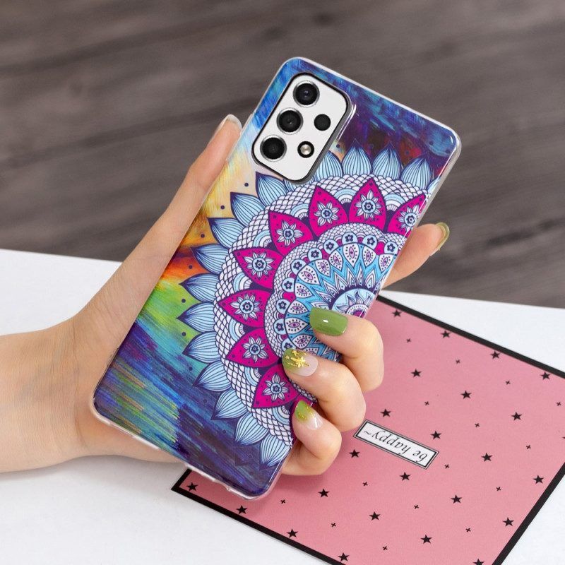 Handyhülle Für Samsung Galaxy A53 5G Fluoreszierendes Buntes Mandala