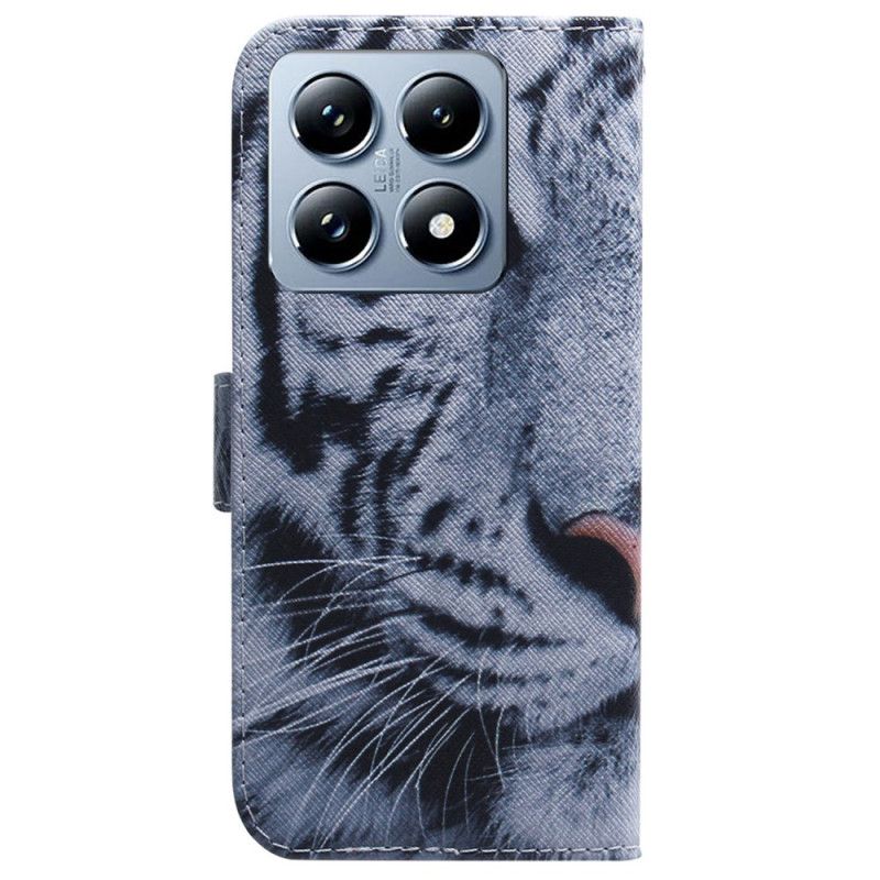 Lederhüllen Xiaomi 14t Pro Handyhülle Weißer Tiger