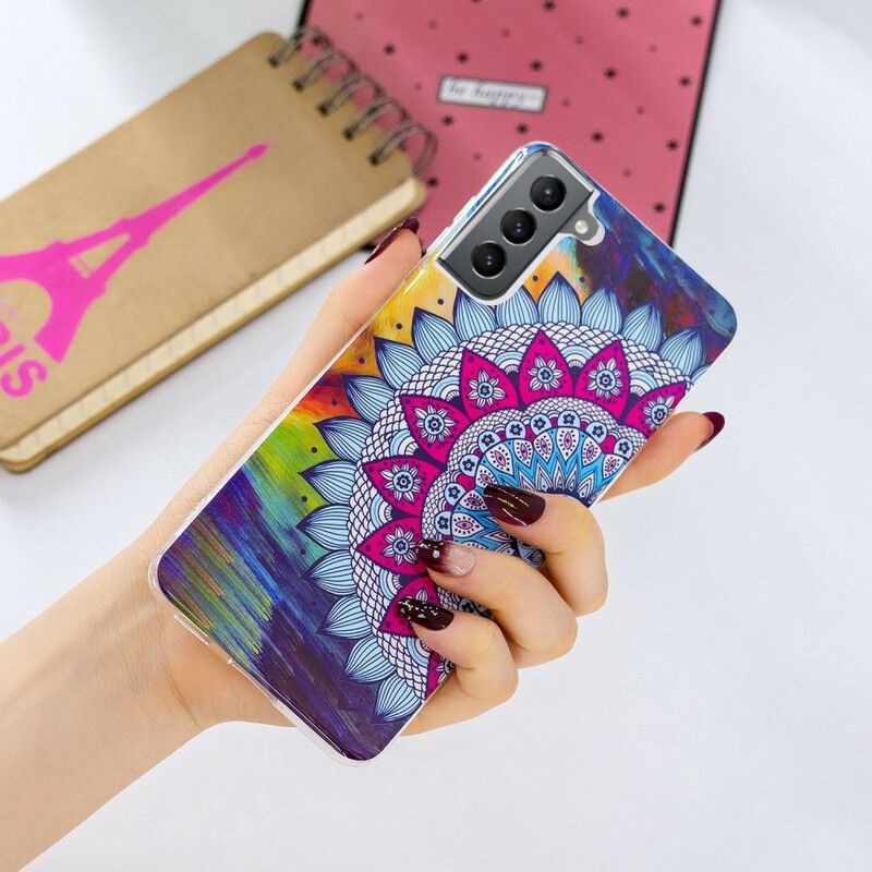 Hülle Für Samsung Galaxy S21 Fe Neonfarbenes Mandala