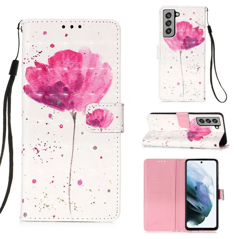 Lederhüllen Samsung Galaxy S21 Fe Handyhülle Mohn Aquarell