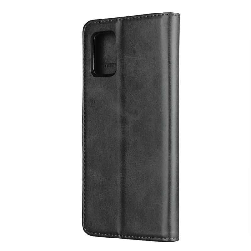 Flip Case Samsung Galaxy A51 5G Schwarz Echtes Leder