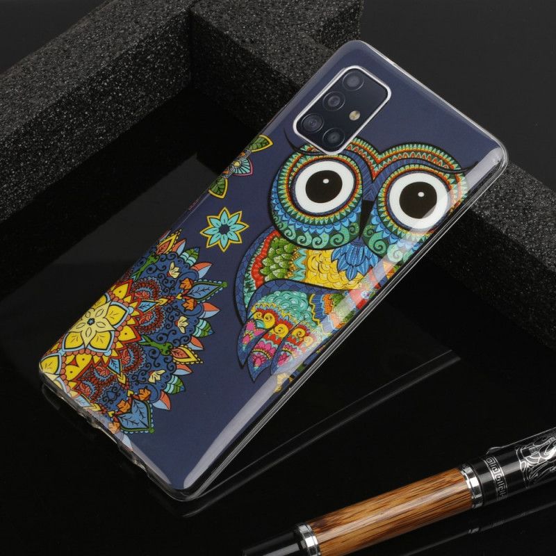 Hülle Samsung Galaxy A51 5G Fluoreszierende Mandala-Eule