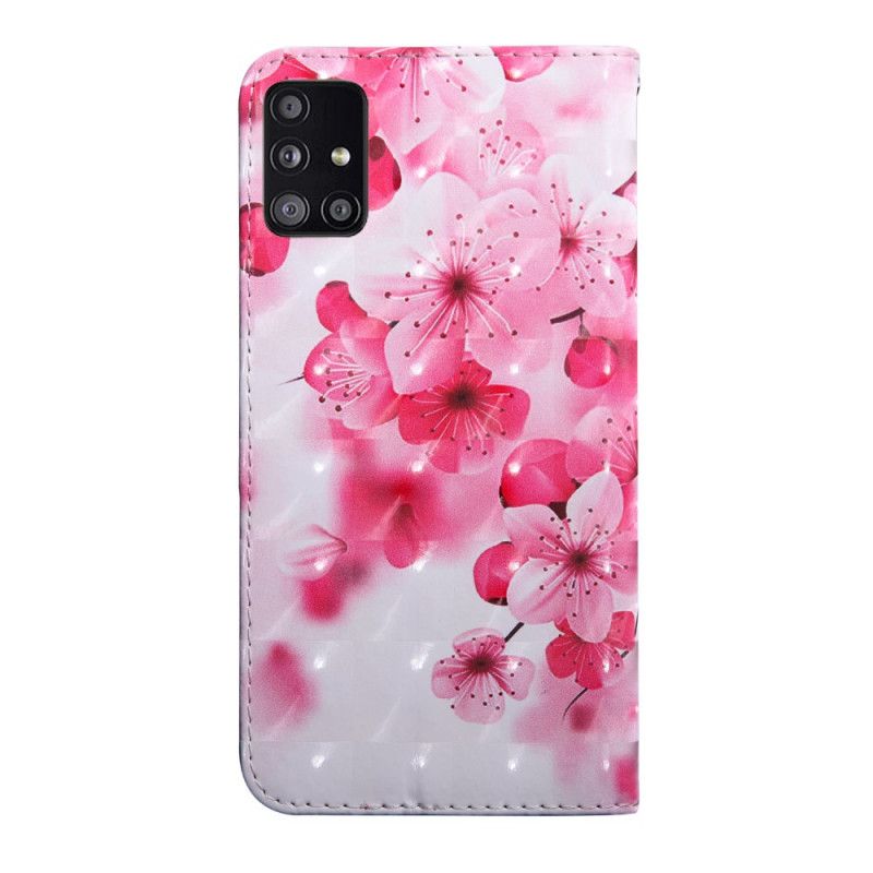 Lederhüllen Samsung Galaxy A51 5G Handyhülle Rosa Blüten