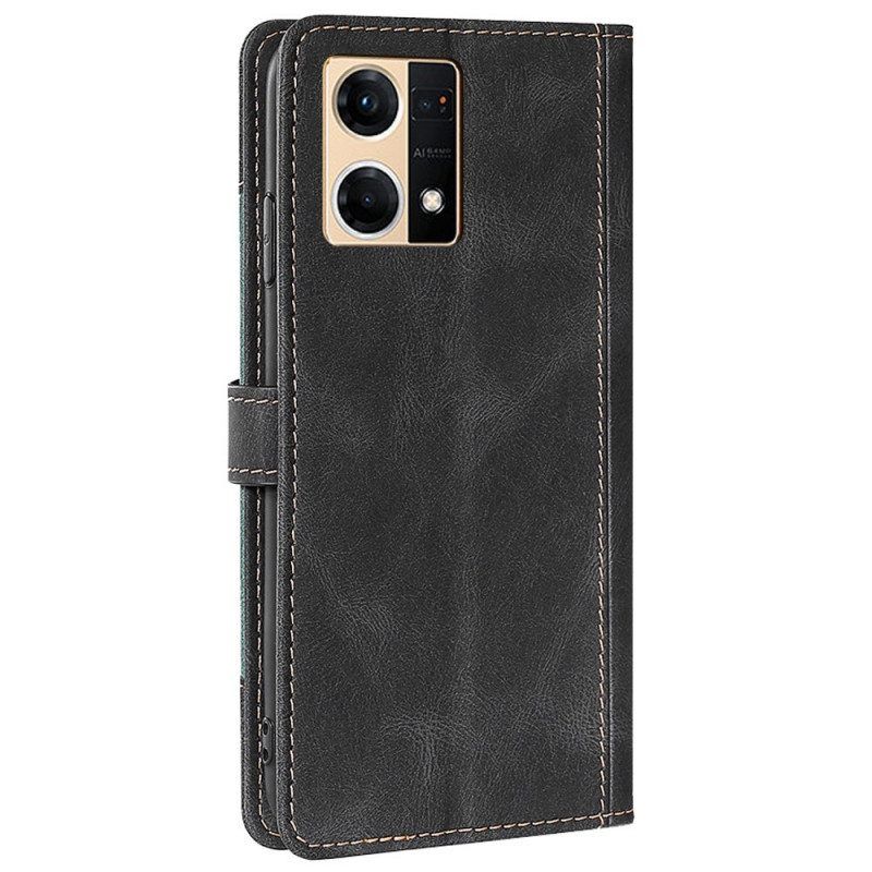 Flip Case Für Oppo Reno 7 Zweifarbiges Blumenmuster