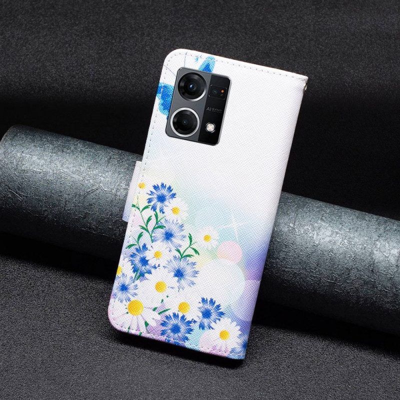 Lederhüllen Für Oppo Reno 7 Aquarell-schmetterlinge