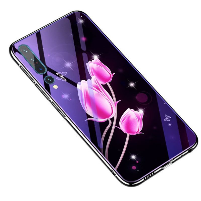 Hülle Xiaomi Mi 10 / 10 Pro Magenta Gehärtetes Glas Und Blumensilikon