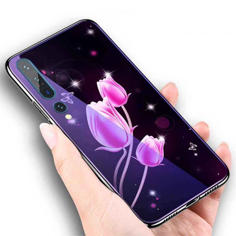 Hülle Xiaomi Mi 10 / 10 Pro Magenta Gehärtetes Glas Und Blumensilikon