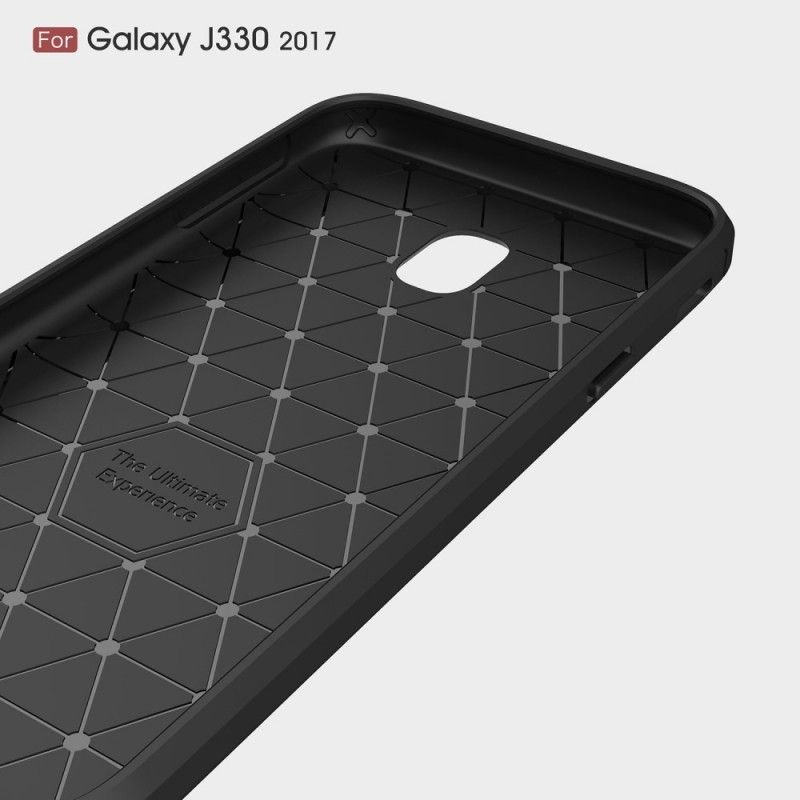 Hülle Samsung Galaxy J3 2017 Schwarz Gebürstete Kohlefaser