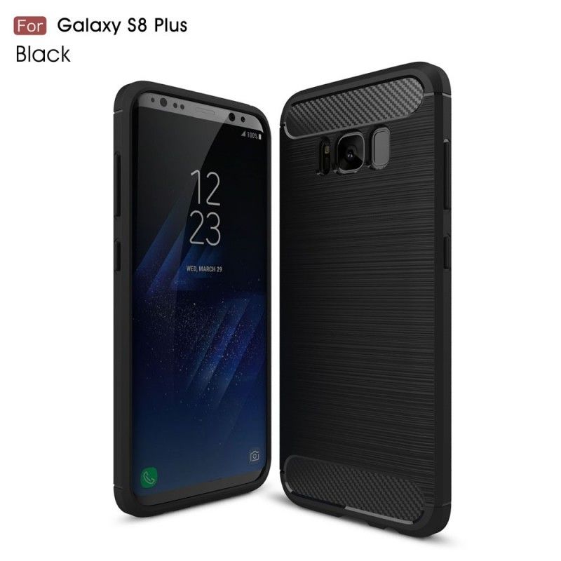 Hülle Samsung Galaxy S8 Plus Schwarz Gebürstete Kohlefaser